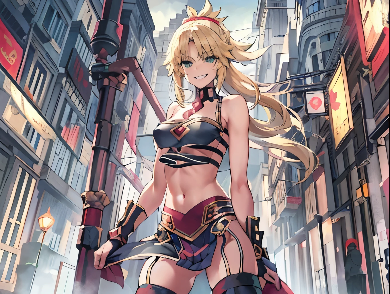 1 girl, masterpiece, macross delta splash art,  best quality, white tank top, midriff, short blue jeans, small breasts, cowboy hat, gun holster on hip, highly detailed gun, realistic gun, Colt Peacemaker in hand, gun aimed forward, sheriff badge, bullets on belt, brown leather duster, leather overcoat, detailed eyes, sparkling eyes, beautiful hands, highly detailed hands, straight hands, shiny skin, shiny hair, blue eyes, light blonde hair, tall, long hair, straight hair, full body, American flag