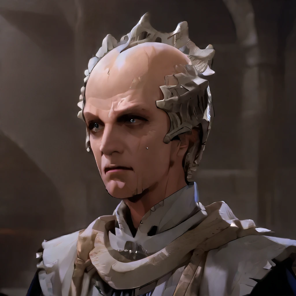 minbari, bold, bone ridges on his head that grow from his temples, wrap around the back of his head and rise to the crown