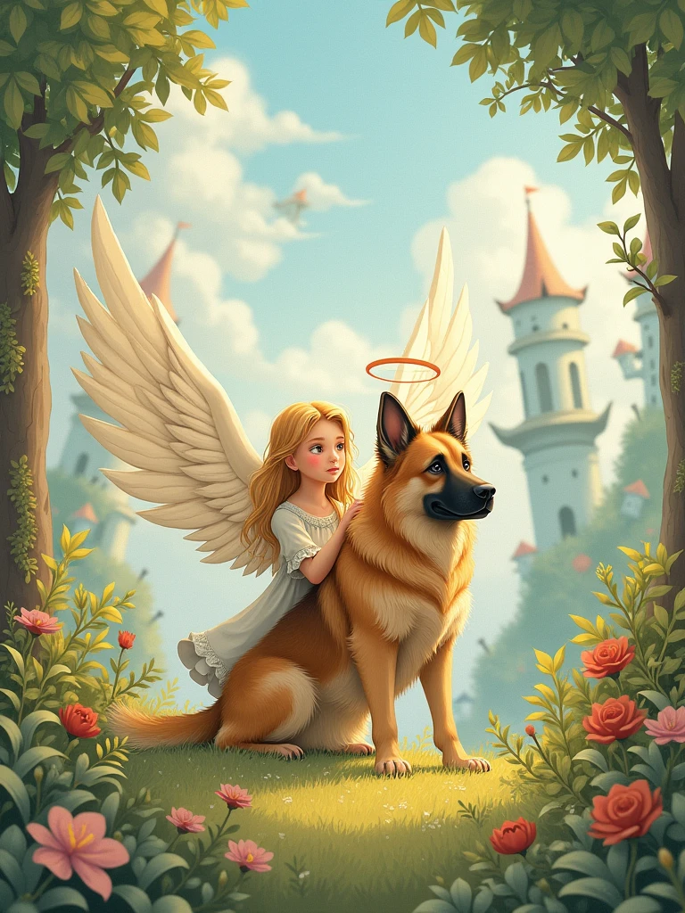 YOUNG SIBLINGS IN FAIRYLAND WITH THEIR GOLDEN RETRIEVER AND LIGHT FAIRIES, NIGHTTIME, NATURE, MOONLIGHT, WEARING PRINCESS CROWNS, 8K, detailed matte painting, deep color, fantastical, intricate detail, splash screen, complementary colors, fantasy concept art, 8k resolution trending on Artstation Unreal Engine 5"