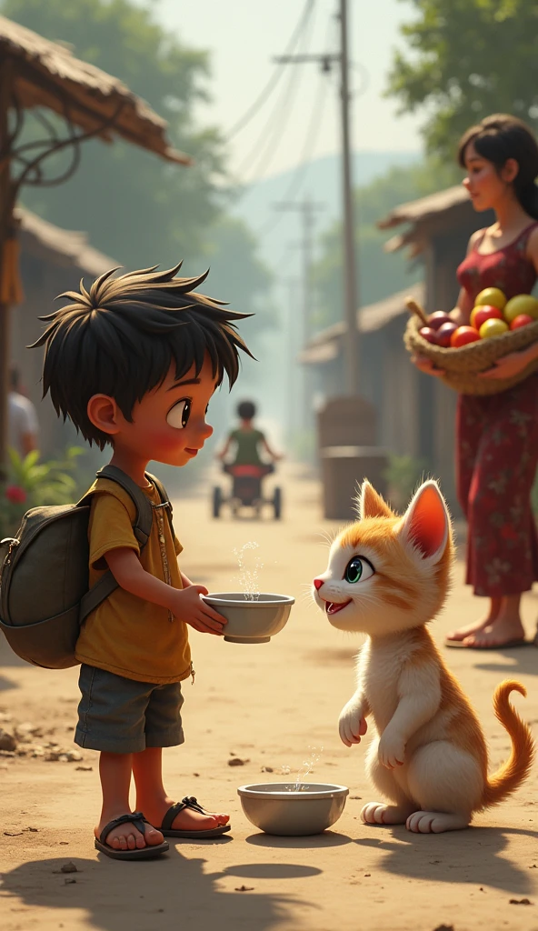 Against the background of dusk,The boy sits on the roof,Holding a Budweiser bottle,Tears in the corners of his eyes。On the left and right sides there are two kittens sticking out their paws,Waiting quietly for the boy。