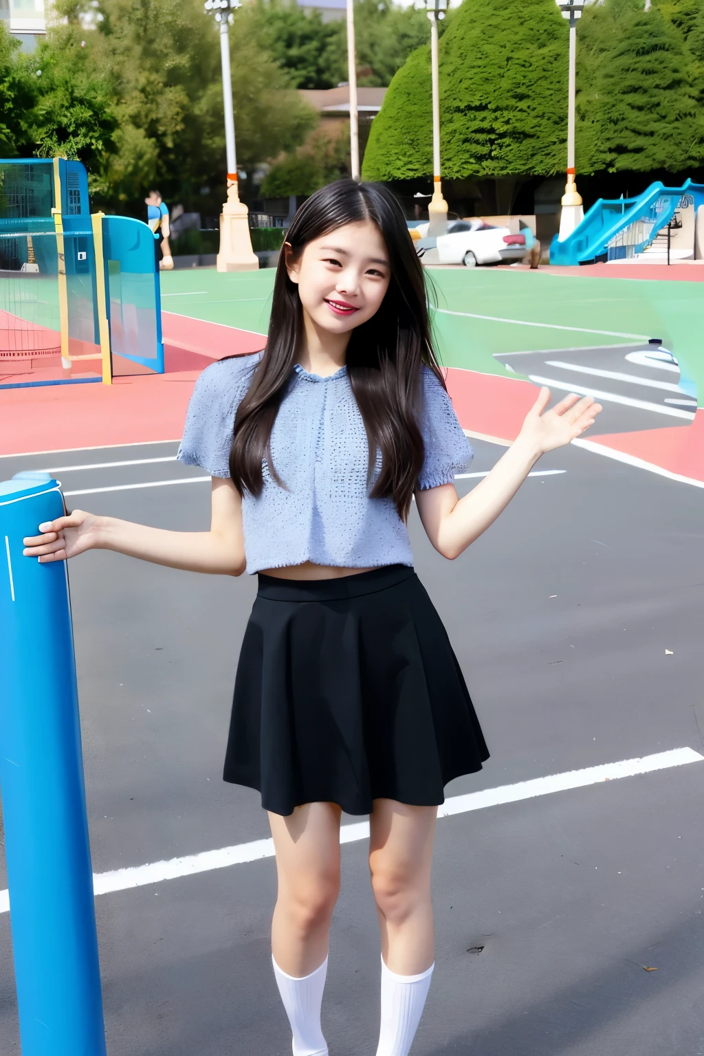 (masterpiece, Highest quality:1.2 Ultra high resolution), 8k, Young and beautiful, Striped 、Official AR RAW Photos, Baby Face、photo shoot, Cute Face, Thighs, , Looking at the audience, Embarrassing、smile、No makeup, Teen, Dled face, Primary school students((((((Child actor)、Tight waist、、locker room、Don'T Don'T 、Improved image quality、bangs、、Random Color Bra、I also wear panties、Beautifu、A growing young woman。Put on a bra