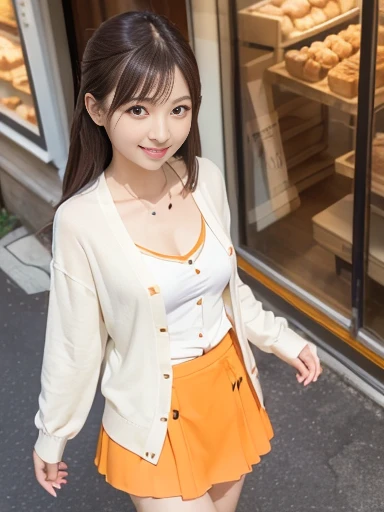 Innocent girl、Plump thighs、mini skirt、Dark orange luxury jacket、black hair、Black shorts、cute face,bright eyes,tear bag,honeycomb smile、shy smile,shortcut、Background of a park where the sun can be seen、Diagonal hanging bag、bright background、(highest quality:1.0), (realistic:1.0), (8K, RAW photo:1.1), (8k非常にbe familiar withなCGユニットの壁紙), (highest quality), (best illustrations), (best shadow), (be familiar with: 1.4), 3D, HDR (high dynamic range), ray tracing, NVIDIA RTX, super resolution, Scattered beneath the surface, PBR texture, Post-processing, anisotropic filtering, written boundary depth, maximum sharpness and acutance, multilayer texture, Albedo and highlight mapping, surface shading, Accurate simulation of light-matter interactions, perfect proportions, octane rendering, surreal、Photographed with Canon EOS R5、50mm lens、f / 2.8