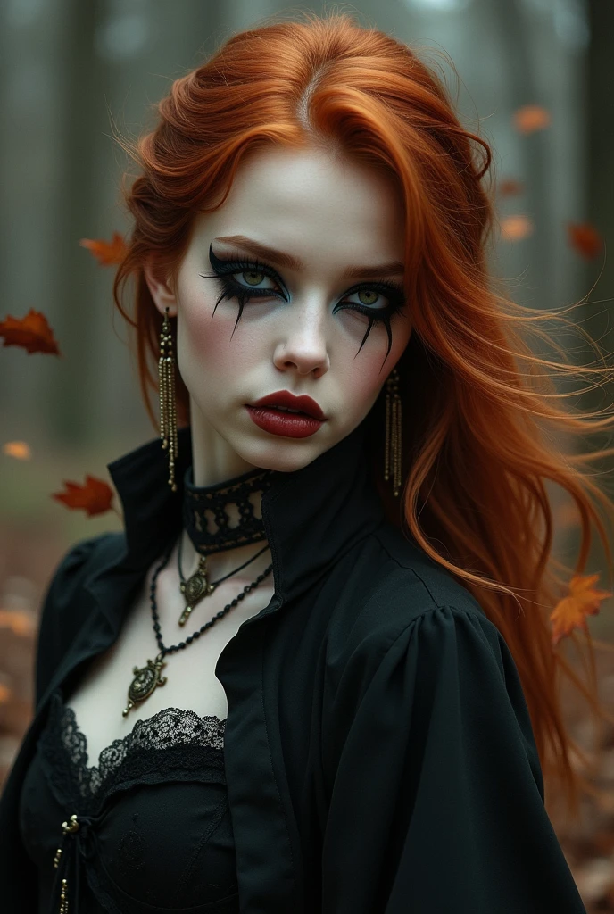 Gothic redhead with scars on her face 