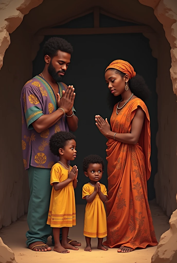 An african family praying