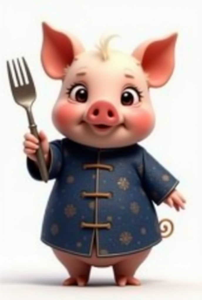 Fat Chinese mom carrying a pig