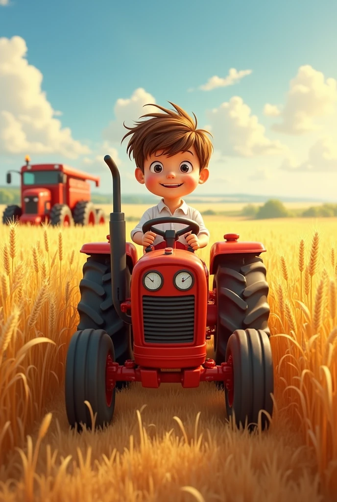 A boy on tractor