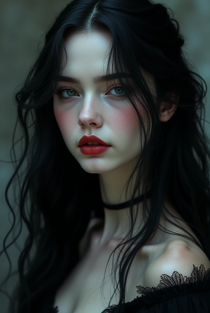 (nsfw),((close up portrait, cinematic shot, filmgrain)),detailed skin,
a petite mature naked european (((Milliner))),(((Confident posture))),small breasts,pale white skin,(heavy mascara, red lipstick,heavy dark makeup),
((dark background,rim lighting,depth of field,night,dark, face is shrouded in shadow)):1.5,
<lora:realistic:0.2>,<lora:sharpen-soften:-0.25>,<lora:epi_noiseoffset2:4>,<lora:leco_pale_skin_last:-0.9>,pale skin,