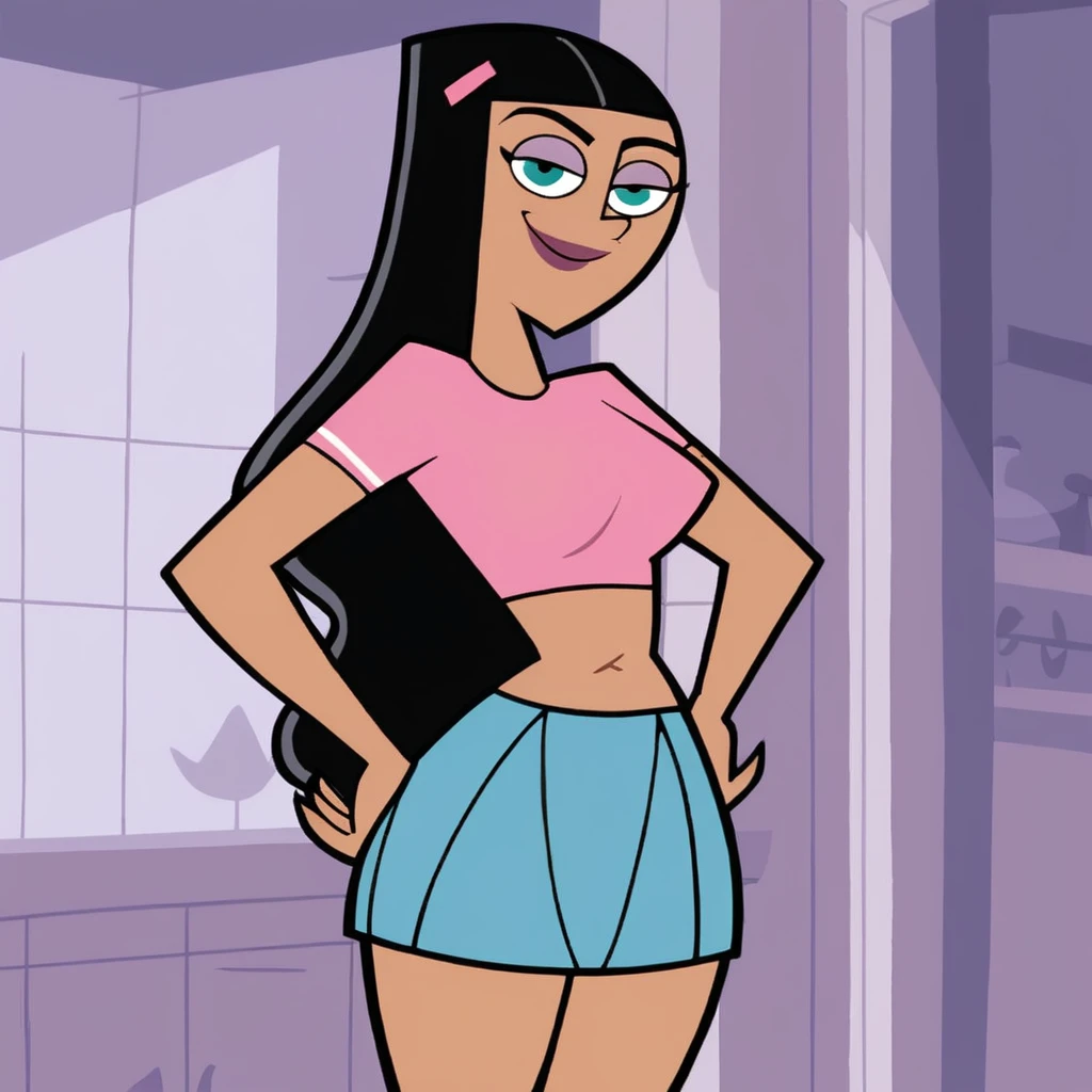 Violet Parr has a small penis, she is a shemale, 1girl, (flat chest), (((very small breasts))), ass:1.3, purple eyes, black hair, long hair, lips, blush, naked, depth of field, bokeh, (special attention to skin detail: 1.2), masterpiece, best quality, ultra-detailed, ultra-HD, photorealistic, cinematic, ((close-up camera shot)), sensual pose, alluring, penis:1.4, (((no clothes))), erection, location is in a girls bedroom, perfect penis, perfect glans, the penis is ejaculating, surprised look on her face, extremely blushed
