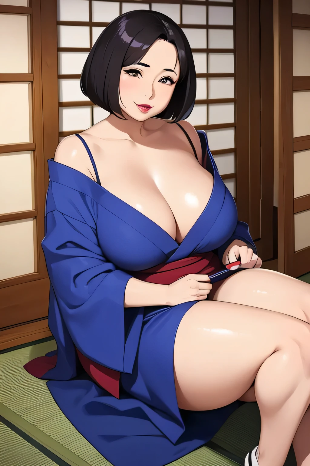 1pornstar womanl， （tmasterpiece： 1.3），Beautiful mature Japanese woman with  short twisted naked exposed body， detailed without clothes， beautiful hand， hyper realisitc, brunette color hair： 1.1， Super detailed face， Detailed lips， Detailed eyes，，Huge sweaty breasts, you can see rich black pubic hair, Pornstar, naked body, exposed breast, exposed ass, focus on body, big breast, big ass, black hair, red lips, lewd face, very lewd face, anime style, showing ass anel, spread leg