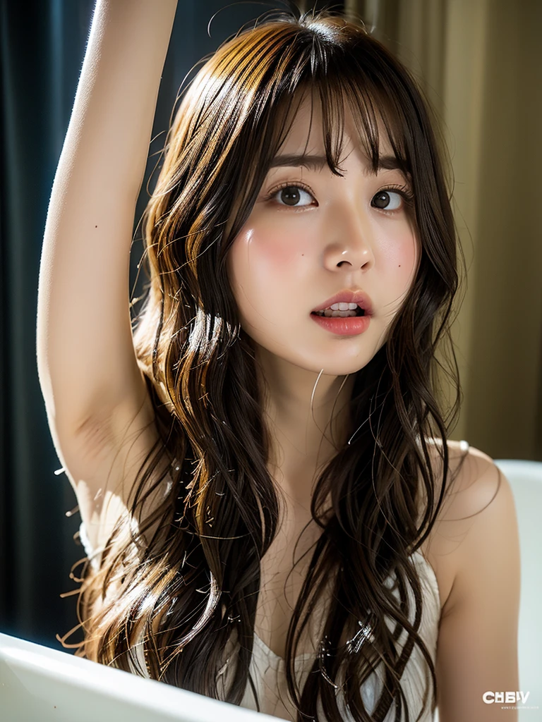 Young Japanese Woman,20th Generation, White Background, Simple background, White brown hair, thin, 4K, in 8K, high quality, beauty, Beautiful Eyes, simple, High resolution,1 person,Beautiful Skins,Beautiful Skin,Winters dressed,Winters,Temptation Pose、Tears and confusion、Breasts are beautiful、For plump, moisturized skin、All naked、naked、Nude Actress、Nude Model、Her embarrassed expression as she begs for sex is cute、Very cute face, Very beautiful face, Very childish face