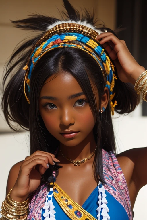 close-up of ebony teenager, 18 years old, teenager, no panties, vagina evident, frontal point of view from the floor to her face, beautiful model body, supermodel from niger, slanted green eyes, long rasta style dreadlocks braids, charming smile, extremely black skin, 3/4 photographic close-up, 8k high detailed, tilted viewing angle from floor to face, vagina on display