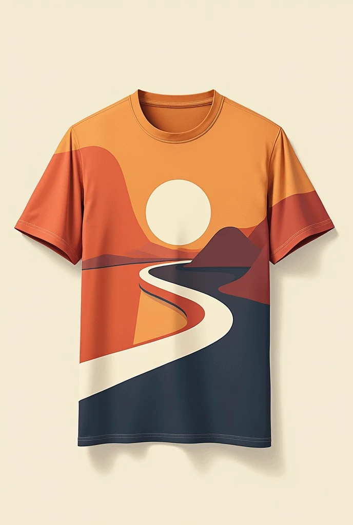 Yellow T-shirt with sunset background and land animal design for Olympics 


