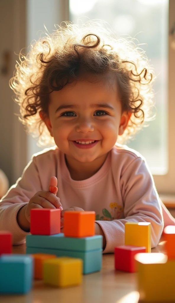 Child playing with letters