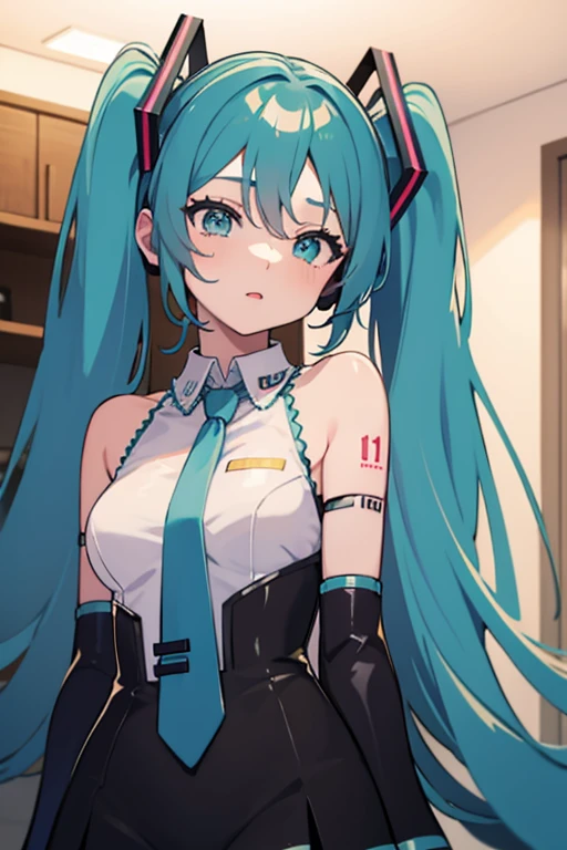 Hatsune Miku singing in the room