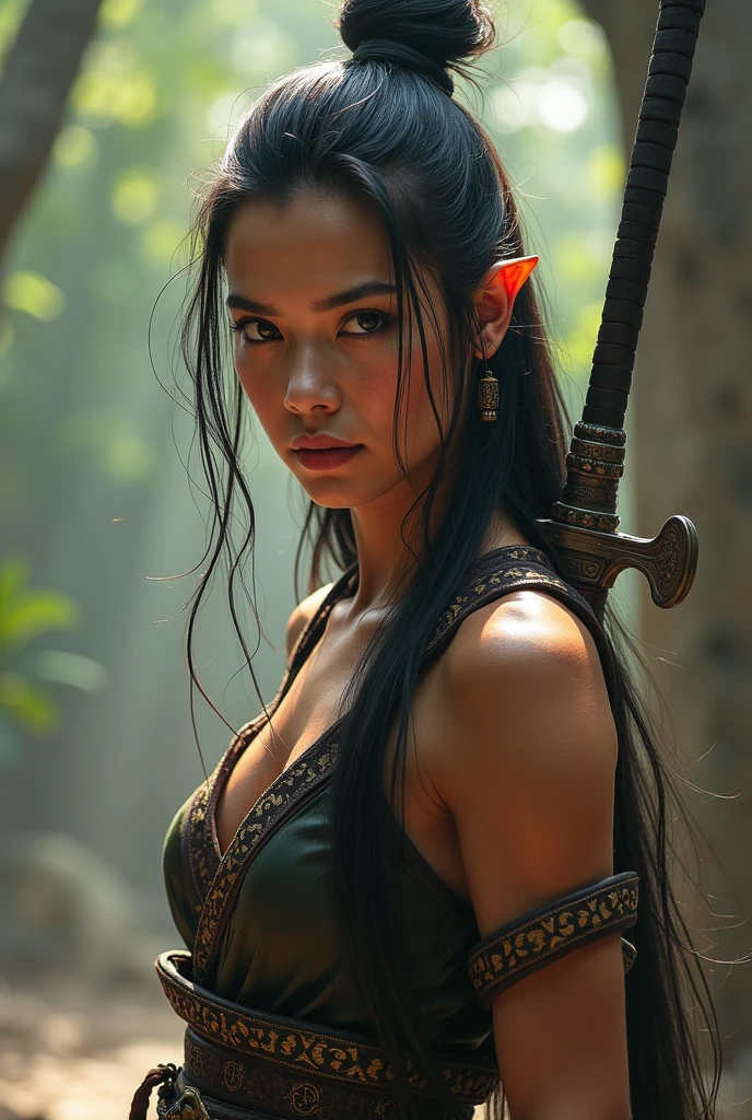 masterpiece, best quality, high res, very high resolution, 8k UHD, detail, photorealistic, raw photo, dramatic lighting, high contrast, very beautiful girl, subtle makeup, very detailed, realistic skin texture, long black hair, naked, topless, big breast, overload large breast, outdoors, forest, standing, portrait of a beautiful cinematic work, portrait of a beautiful cinematic work, young Tirkish woman with black hair as lara croft from tomb raider, covered with earth, treasure hunter, tight jeans, on a complex forest background with ancient forest ruins, by gil elvgren, by frank frazetta, by greg rutkowski, trending on artstation, featured on pixiv, very detailed, beautiful studio lights, intricate and elegant digital painting, cinematic composition, dramatic pose, smooth, sharp focus, ((professional photography))), speckled light, romantic, HDR, very detailed, hasselblad, 8k, very realistic, eye-level full body cowboy shot, f1. Aperture 4, 8mm film grain, cinestill 800, adventurous girl carrying a DSLR camera in hand, with a small backpack, some parrots in a tree