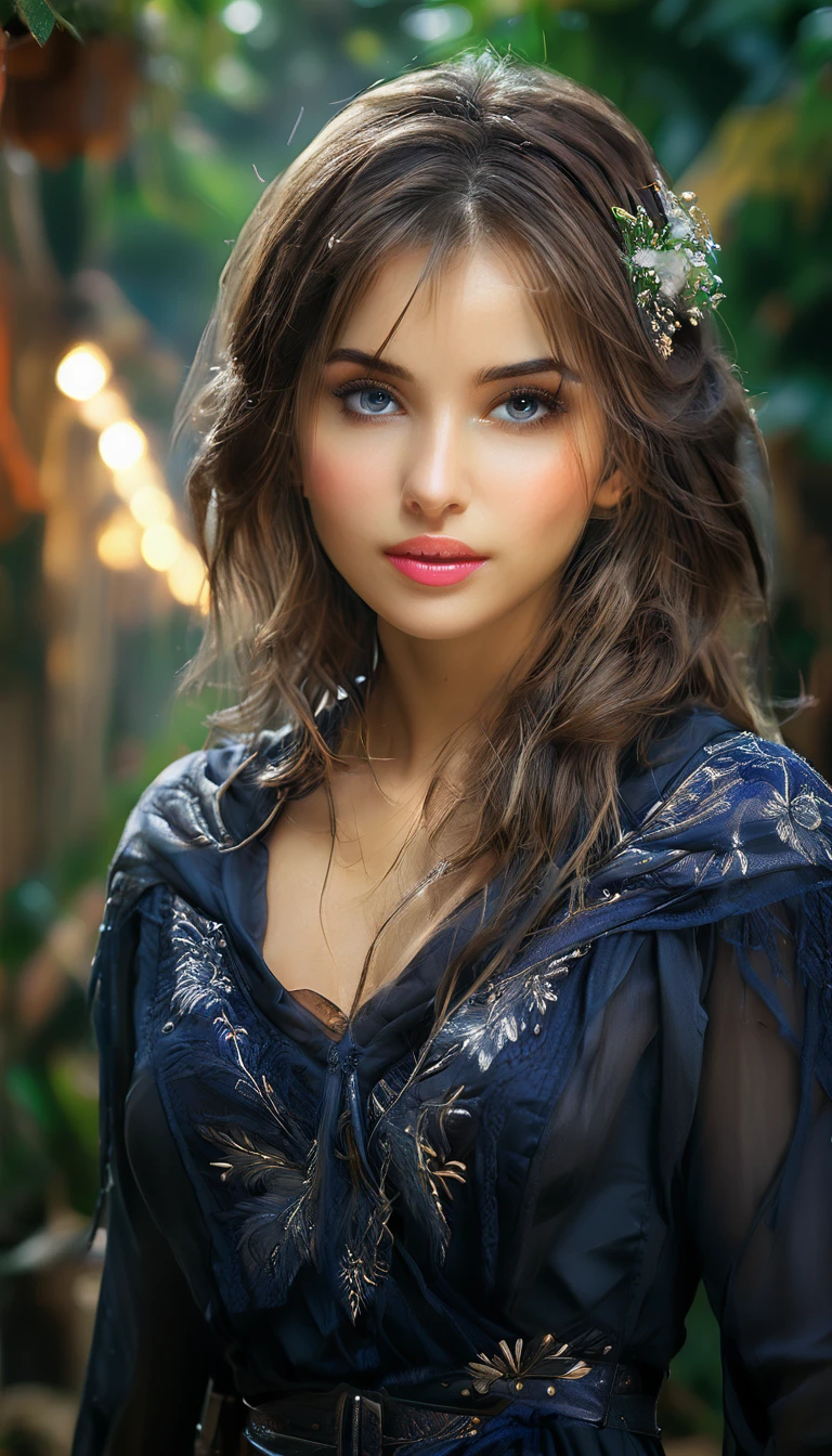 a beautiful woman, 1girl, beautiful detailed eyes, beautiful detailed lips, extremely detailed face, longeyelashes, gorgeous skin, elegant expression, soft lighting, intricate hairstyle, elegant dress, beautiful garden background, (best quality,4k,8k,highres,masterpiece:1.2),ultra-detailed,(realistic,photorealistic,photo-realistic:1.37),cinematic lighting,vibrant colors,professional portrait photography,atmospheric,dramatic