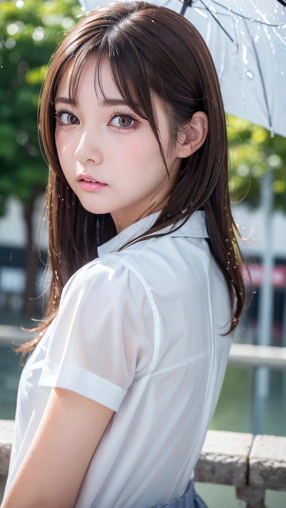 (8k, best quality, masterpiece:1.2), (realistic, photo-realistic:1.37),1girl, Schoolgirl, high quality , extra detailed , rendered, sharp face, facing viewer, looking at viewer, professional lighting, photon mapping, radiosity, Physically-based rendering, gradient brunette hair, short curly hair, girly, superb picture quality, high resolution, 1080p, (clear face), (detailed face description), (detailed hand description), (masterpiece), (exquisite CG), extreme light and shadow, messy hair, masterpiece, rich detail, (exquisite facial features), (highest image quality), (masterpiece), (detailed eyes), look forward to your eyes, delicate collarbone, Half-body, Bust-up Photo, Japanese Uniform
