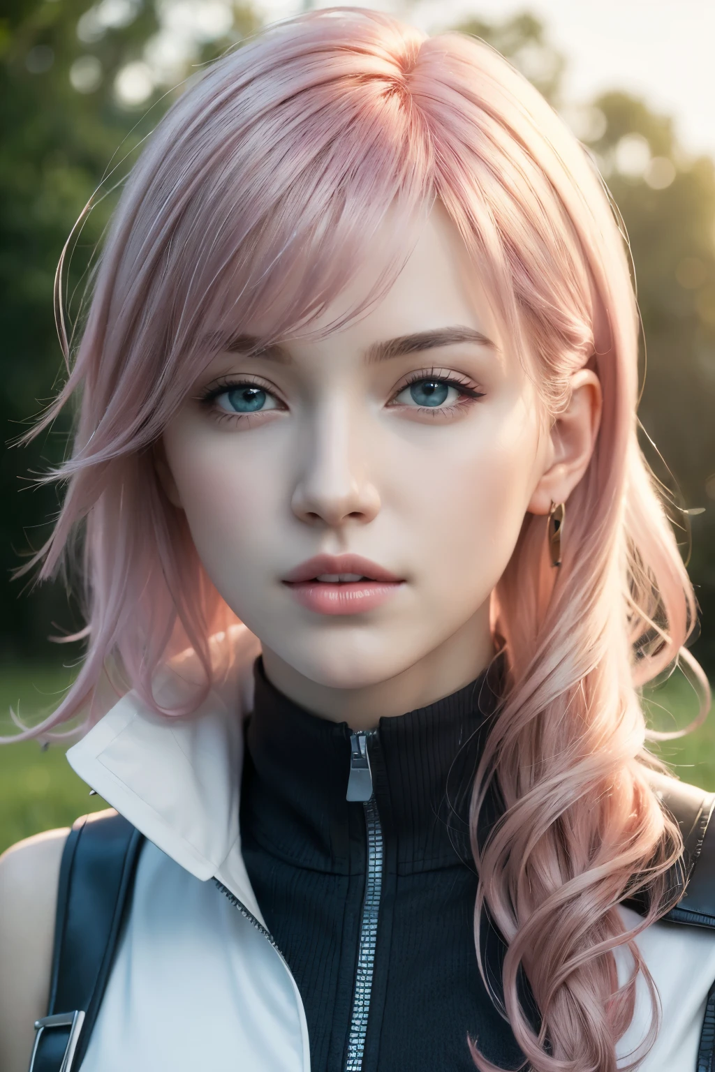 (masterpiece, best quality:1.4), (walk on all four:1.5), (1girl, solo:1.5), (european youth:1), lightning farron, sleeveless, skirt, fingerless gloves, looking at viewer, (soft pink hair:0.5), erotic smile, beautiful face, highly detailed face, teal eyes color, highly detailed skin, skin pores, in a field, subsurface scattering, realistic pupils, medium breast, full face blush, full lips, detailed background, depth of field, volumetric lighting, sharp focus, absurdres, realistic proportions, good anatomy, (realistic, hyperrealistic:1.4), 16k hdr,