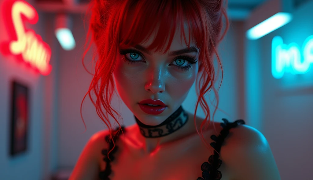 Girl, anime, egirl, queen, long hair, red hair, Shego, portrait