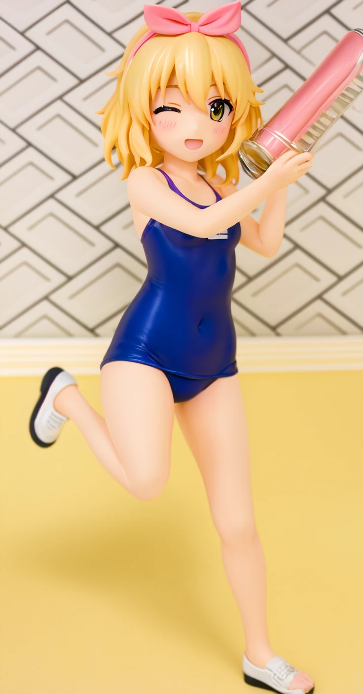 she's European, blonde hair, olive green eyes, (eyes turned to look at the camera), swedish, as a character in Out Run 2, of SEGA, 3D CG from the 2000s, Clarissa, 2k, 2 k, (( serene face)), realistic, render of april, fighting game character, nina from tekken, bright clean face, from devil may cry, hawaiian shirt, no bra, foulard tied on her head, hands behind the head, serene wide open eyes, model pose", she wears no bra, shirt knotted to reveal belly