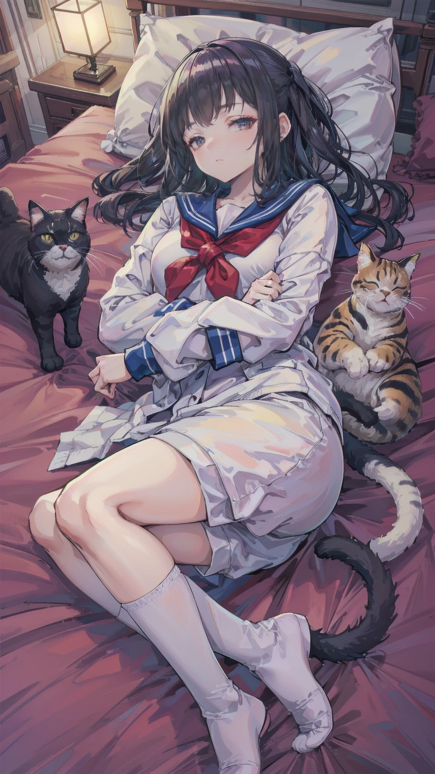 、Sleep、While sleeping、Late Night、Me in a sailor suit、Lying face up on the bed、So many cats getting in the way on the bed、
