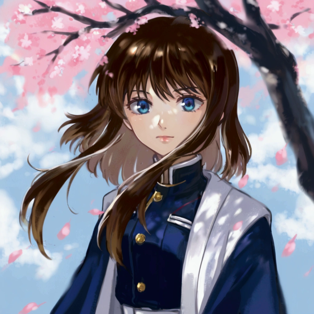 anime girl with long hair and blue eyes standing under a tree, shinkai makoto, makoto shinkai ( apex legends ), inspired by Kamisaka Sekka, iwakura lain, anime style portrait, makoto shinkai art style, made with anime painter studio, inspired by Leng Mei, anime character, (anime girl), makoto shinkai style