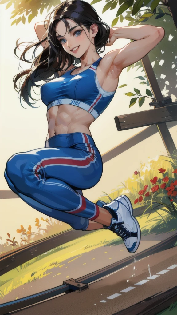 the-minuscule-task,lagomorph, rabbit, sports bra, shorts, national park,smirk,female, grey fur, grey body, black hair, ((low angle view)),rabbit feet, [thick thighs],digitigrade, ((clouds)), cloudy sky,distant trees, mountains, cameltoe, grass, small flowers, cleavage, underboob, floppy ears, blue clothing, brown feet, brown hands, [muscular legs],running
<lora:the-minuscule-task 1.11:1>