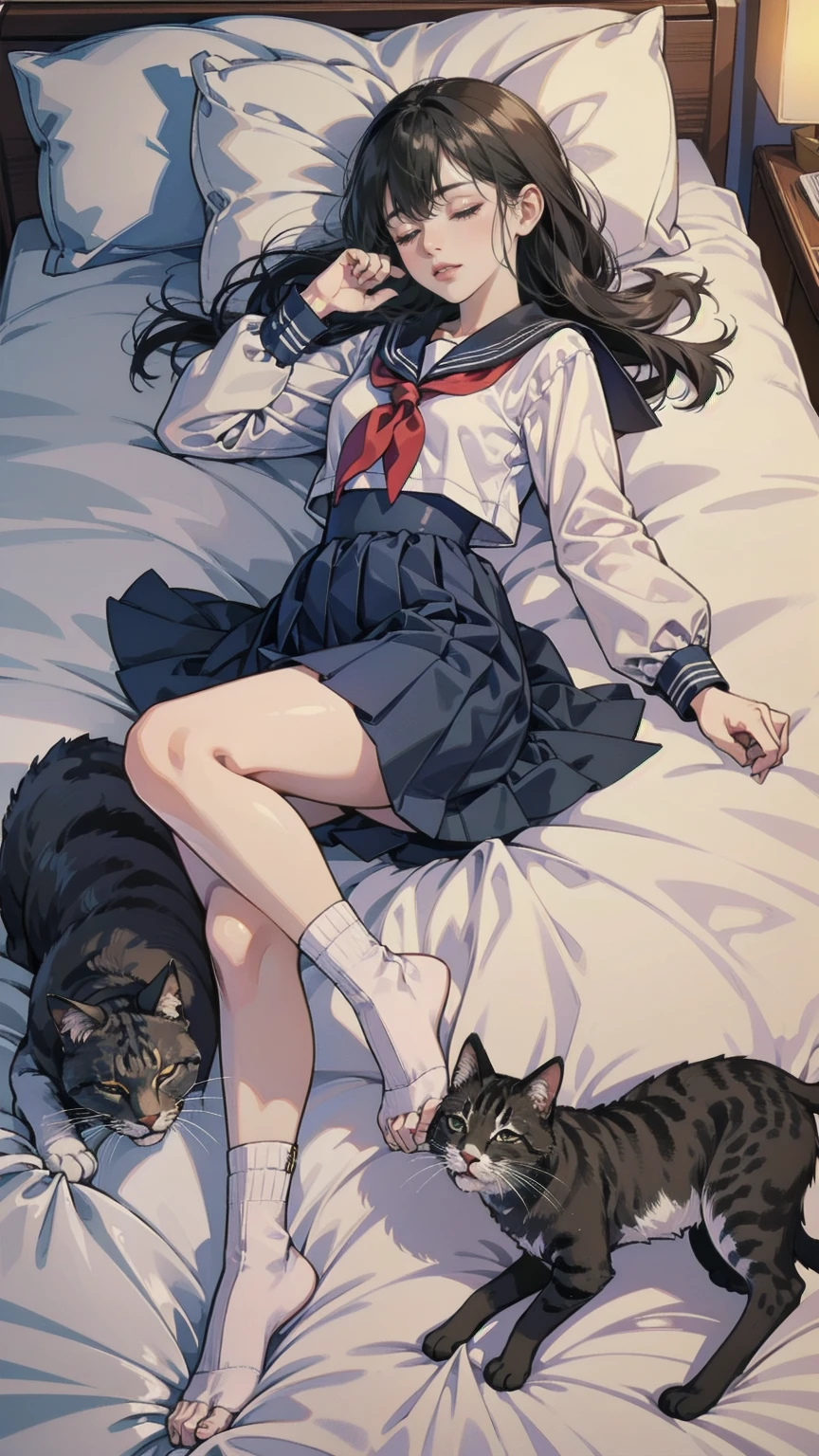 、Sleep、While sleeping、Late Night、Me in a sailor suit、Lying face up on the bed、So many cats getting in the way on the bed、
