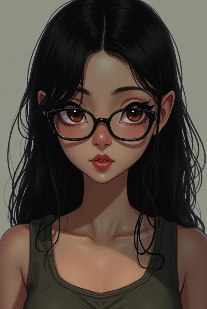 Teenager young girl wearing glasses topless 