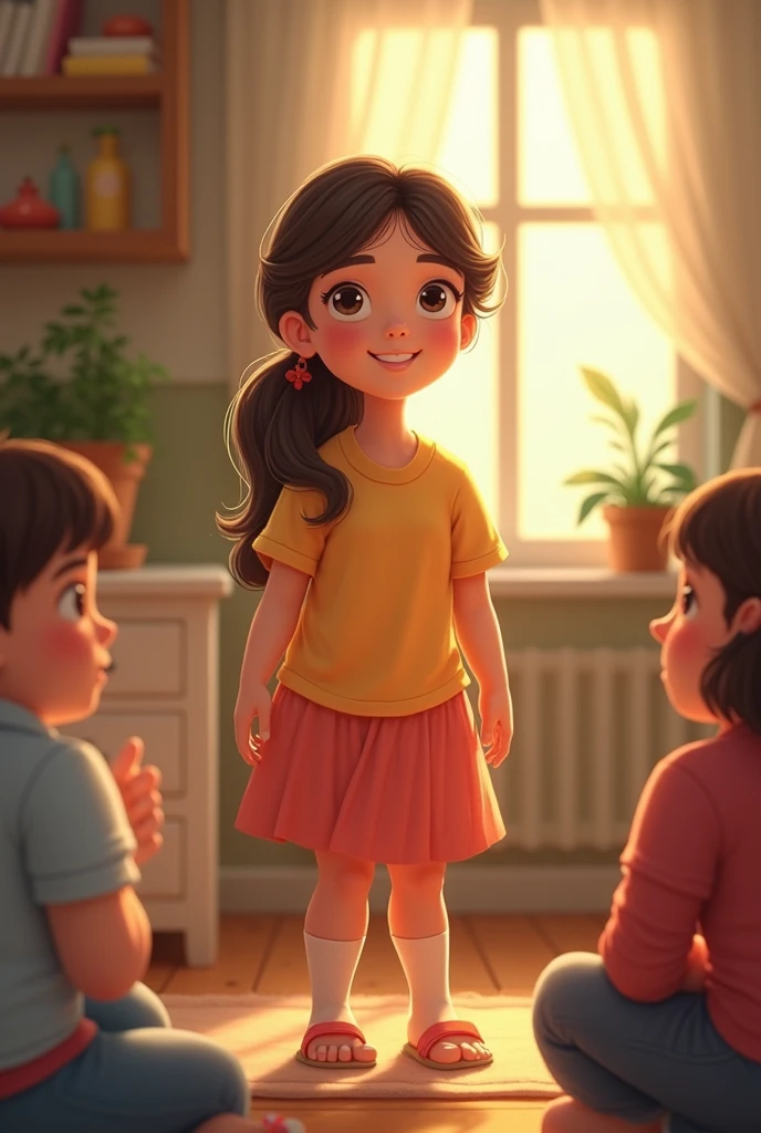 a child making a promise to her parents