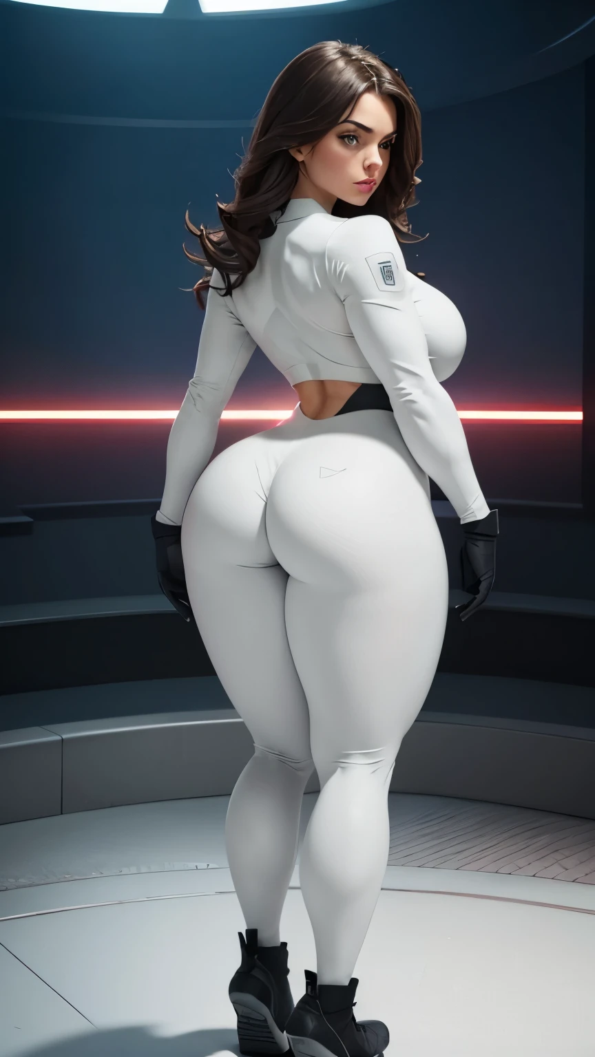 a sexy woman, athletic body, big breasts, big ass, thick thighs, facing camera, Scrunchbutt Leggings, gray and white superhero uniform, red superhero high boots, gloves on hands, detailed eyes, detailed lips, extremely detailed face, longeyelashes, hyper realistic, 8k, photorealistic, masterpiece, cinematic lighting, dynamic pose, heroic, powerful, dramatic, vibrant colors