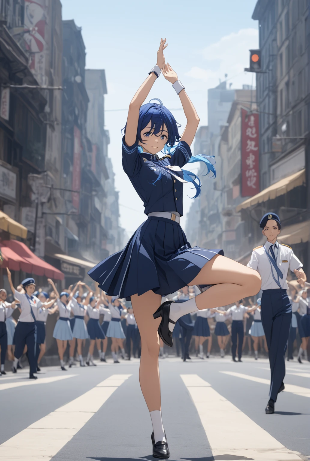 Blue Hair, uniform, Dance at the crossroads