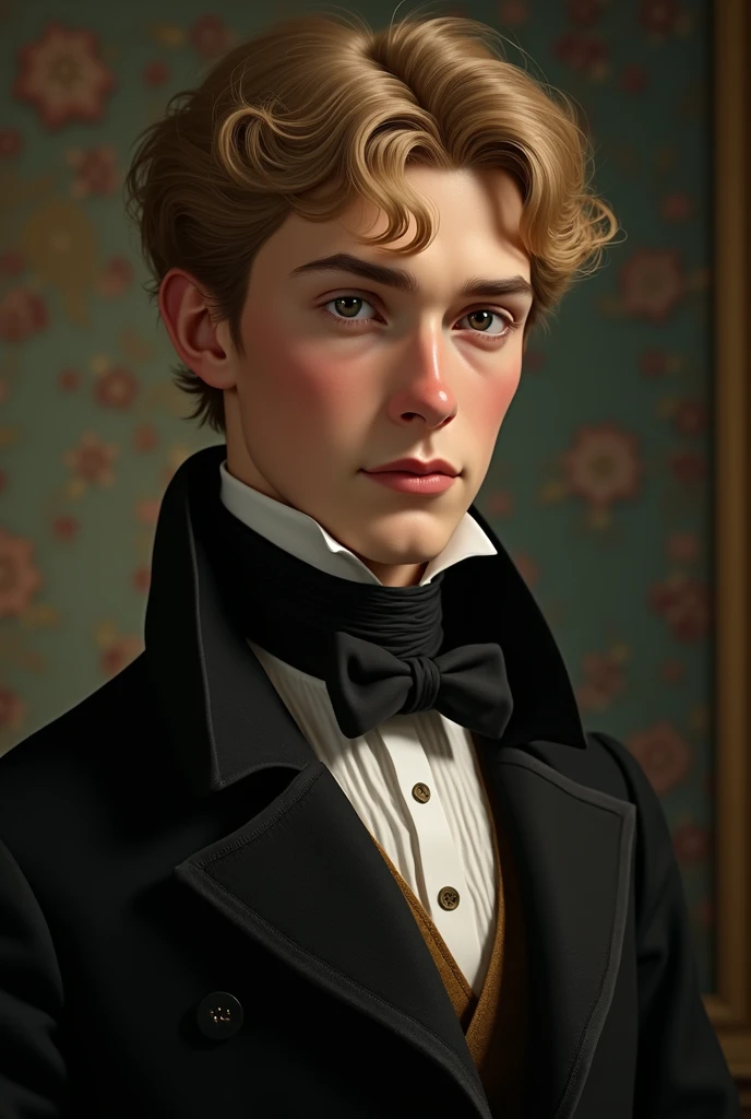 <lora:J.C.Leyendecker:1>a painting of a young boy wearing a hat and bow tie with leaves around his neck by J.C. Leyendecker