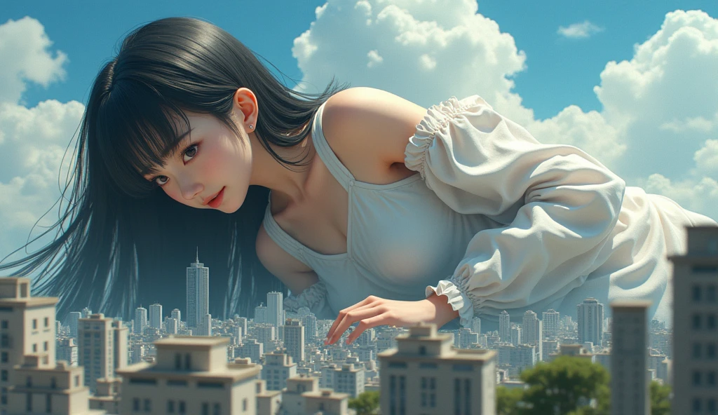Bichos gigantes asaltando una ciudad, Junji Ito, Espiral, Detallado, Negro AMD Blanco