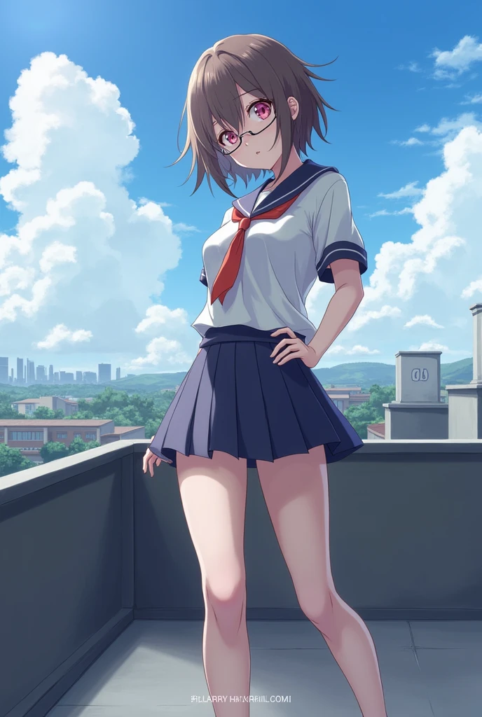 Highest image quality、cute face、smile、15 years old、small tits,tennis wear、skirt、white panties、Camera angle from below、white panties見えてる、