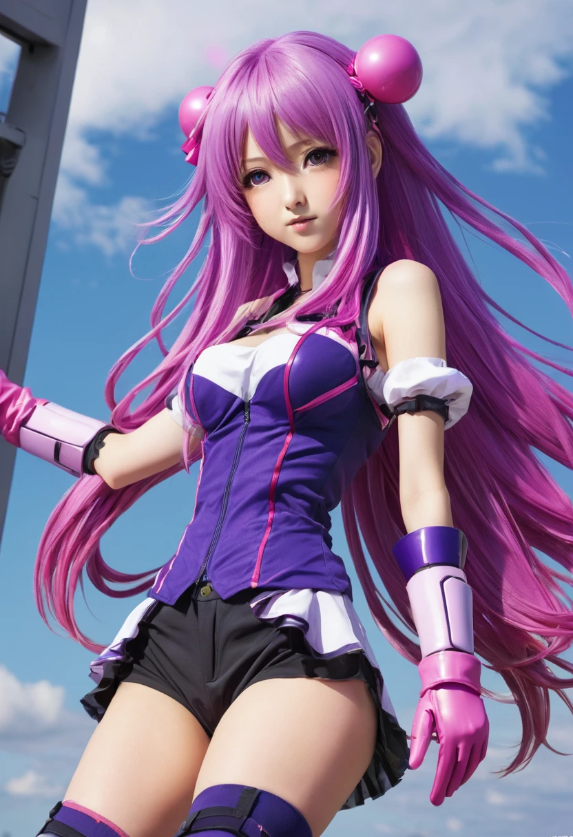 Anime girl with long purple hair and pink gloves, anime manga robot!! Anime Girl, Marin Kitagawa Fan Art, (Anime Girl), Anime Moe Art Style, Anime Style, Anime Best Girl, Anime !!!!!!!!!!!!!!!, Zero Chan Art, Anime Girl, Cute Anime Manga Style, Anime Art Style, Cute Anime Girl [Guess no Ko], Yokoyari Mengo, Idol Singer, Blue Sky, Sunset