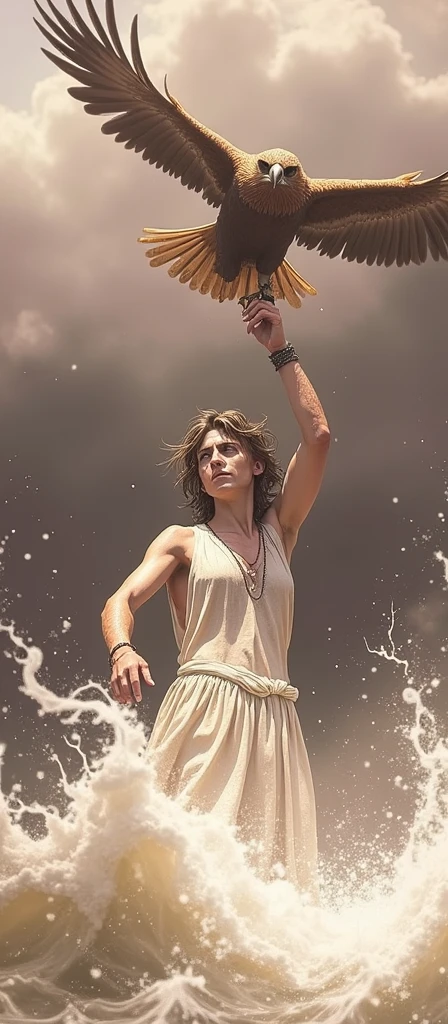 actor zane Phillips as god Apollo flying in the sky spreading light and fire, magical effect, Disney animation, high quality video, animation film scene, god Apollo, focusing on the face, actor Zane Phillips as god Apollo, sky setting and environment sun with magical rays.