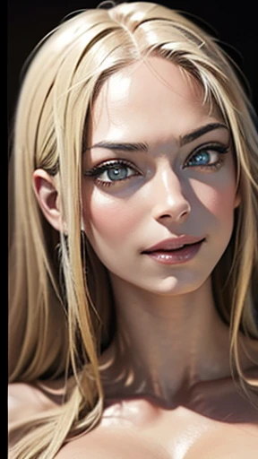 blue eyes, Blonde hair, Large Breasts, 4K resolution, High quality CG, Beautiful CG, Soft Light, realistic, photo-realistic:1.37),(8k, RAW photo, best quality, masterpiece:1.2), cute, ultra-detailed,physically-based rendering, ultra high res, sharp focus, looking at viewer,photorealistic,realistic, solo, photorealistic, best quality, extremely detailed face,extremely detailed eyes and face, beautiful detailed eyes,absurdres, incredibly absurdres,haunting smile, natural breasts, soft areolas, Puffy areolas, puffy nipples, detailed areolas, plunk areolas, detailed nipples, full body, sexy shot, smooth body, sexy body, huge stunning goddess shot