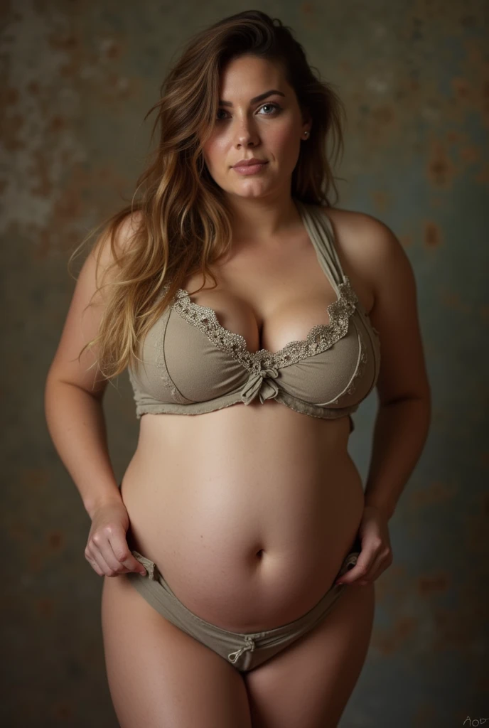 A chubby German woman, 35 years old, with full natural chubby figure and saggy breasts, in a peaceful forest setting, nude full body shot, soft lighting, energetic, (best quality,4k,8k,highres,masterpiece:1.2),ultra-detailed,(realistic,photorealistic,photo-realistic:1.37),HDR,UHD,studio lighting,ultra-fine painting,sharp focus,physically-based rendering,extreme detail description,professional,vivid colors,bokeh,portrait,natural,chiaroscuro