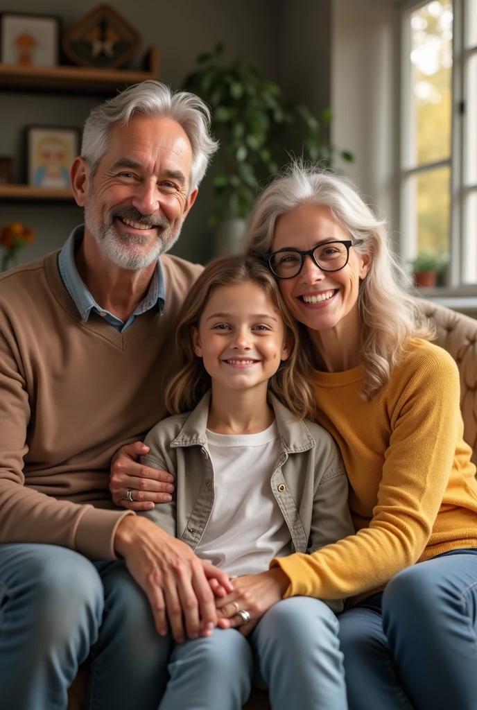 Photo of grandparents and grandchildren with blue tones