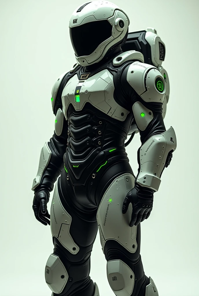 Man wear cyberpunk robocop armor suit white keyboard PC concept. Helmet like PC monitor.. Long mechanize Sword from classic white keyboard. Keyboard pad design as sword. Binoculars eyes.keyboard on chest. Big turn off button logo on chest glowing green ,. Holding keyboard sword. War background. Bombing effect background. Backpack cpu.(( Standing on the motherboard green circuit)).. city motherboard background. In digital dimensions. glowing green on circuit .