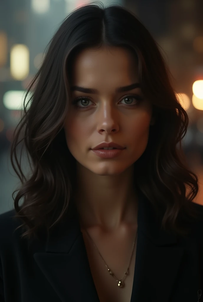 Close-up, 1 James bond man wearing suit, action movie scene, cyberpunk cinematic dystopian scene, night, bustling with neon signs, cyberpunk aesthetic, crowded people, movie cinematography, trash gang, attractive person, high emphasis on details, wearing weather tech equipment, trash gang, nightlife, full of life, trash gang, action movie shot by Kon Satoshi,  Semi Impasto style, matte paint, atmospheric, bright, dramatic lighting, beautiful eyes, symmetrical eyes, perfect eyes