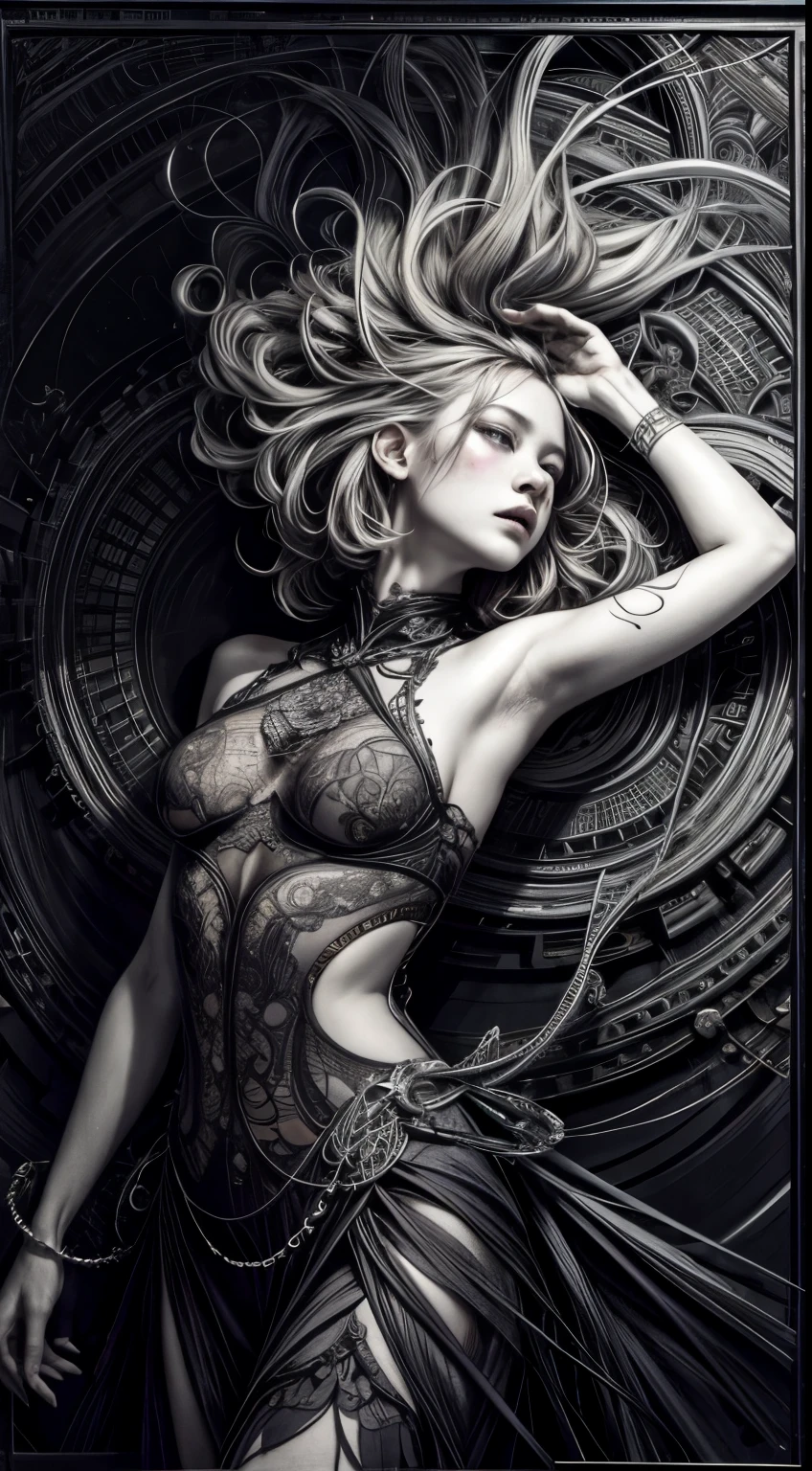 official art, unity 8k wallpaper, ultra detailed, beautiful and aesthetic, masterpiece, best quality, (zentangle, mandala, tangle, entangle), (fractal art:1.3) , (Remy Lacroix), extremely detailed, dynamic angle, cowboyshot, the most beautiful form of chaos, elegant, a brutalist designed, vivid colours, romanticism, by james jean, roby dwi antono, ross tran, francis bacon, michal mraz, adrian ghenie, petra cortright, gerhard richter, takato yamamoto, ashley wood, atmospheric, ??????? of musical notes, streaming musical notes visible