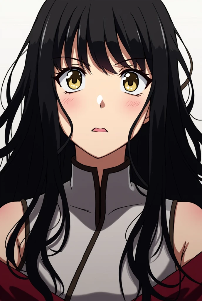 (mieruko:1.3), 1girl, scared, tears, sweat drips, yellow detailed eyes, long black hair, big eyes, (open mouth:0.1), detailed pupils, hdr shadows, (elegant clothes, sleeveless).