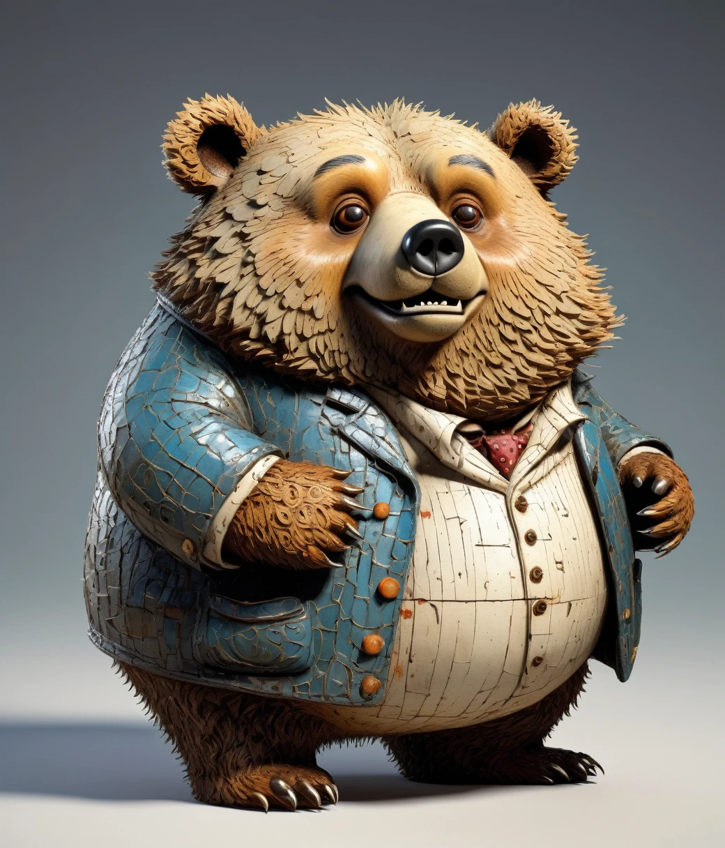 Ralph Steadman Style, (cute, chubby, male, bear), hires textures, highly detailed, intricate details, best quality, masterpiece