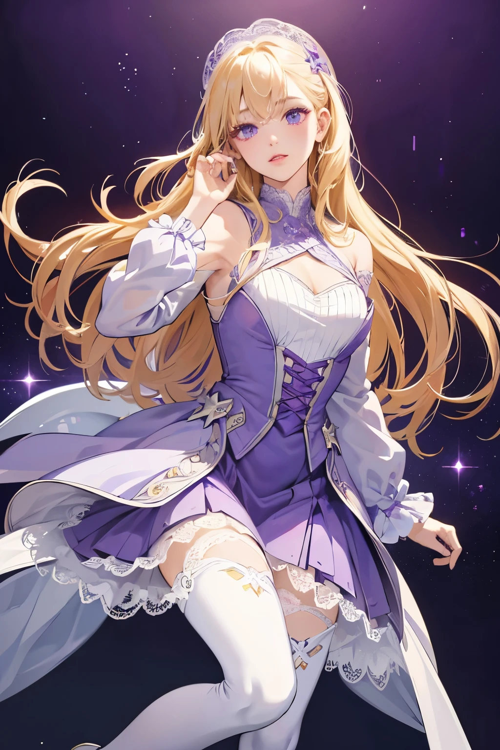 ahri \(league of legends\), (very detailed background:1.0), (highly detailed background:1.0), masterpiece, best quality, (1girl), solo, (girl:1.2), (happy),long hair, blonde hair, open arms, flower field, flowers:2, motion blur, roses, tulipss, (summer:1.2), chromatic aberration, depth of field, soft lighting, highly detailed face, highly detailed eyes, smile, (flower pettals falling), shoulder pads, diamonds