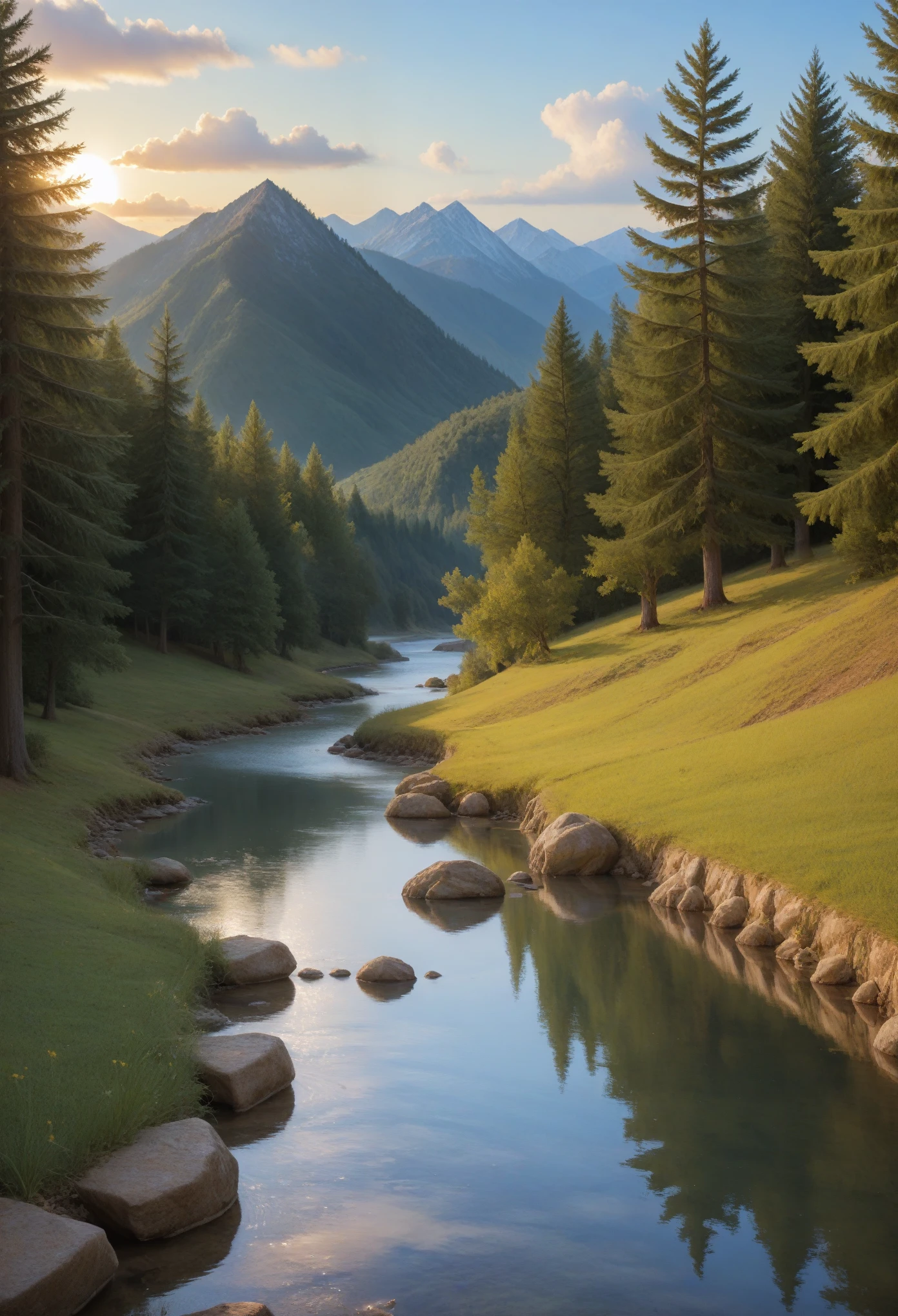 landscape, water, (Highly detailed CG Unity 8k wallpaper), The most beautiful works of art in the world, Professional majestic oil painting, Complex, Attention to detail, Sharp focus, dramatic, Photorealistic Painting Art