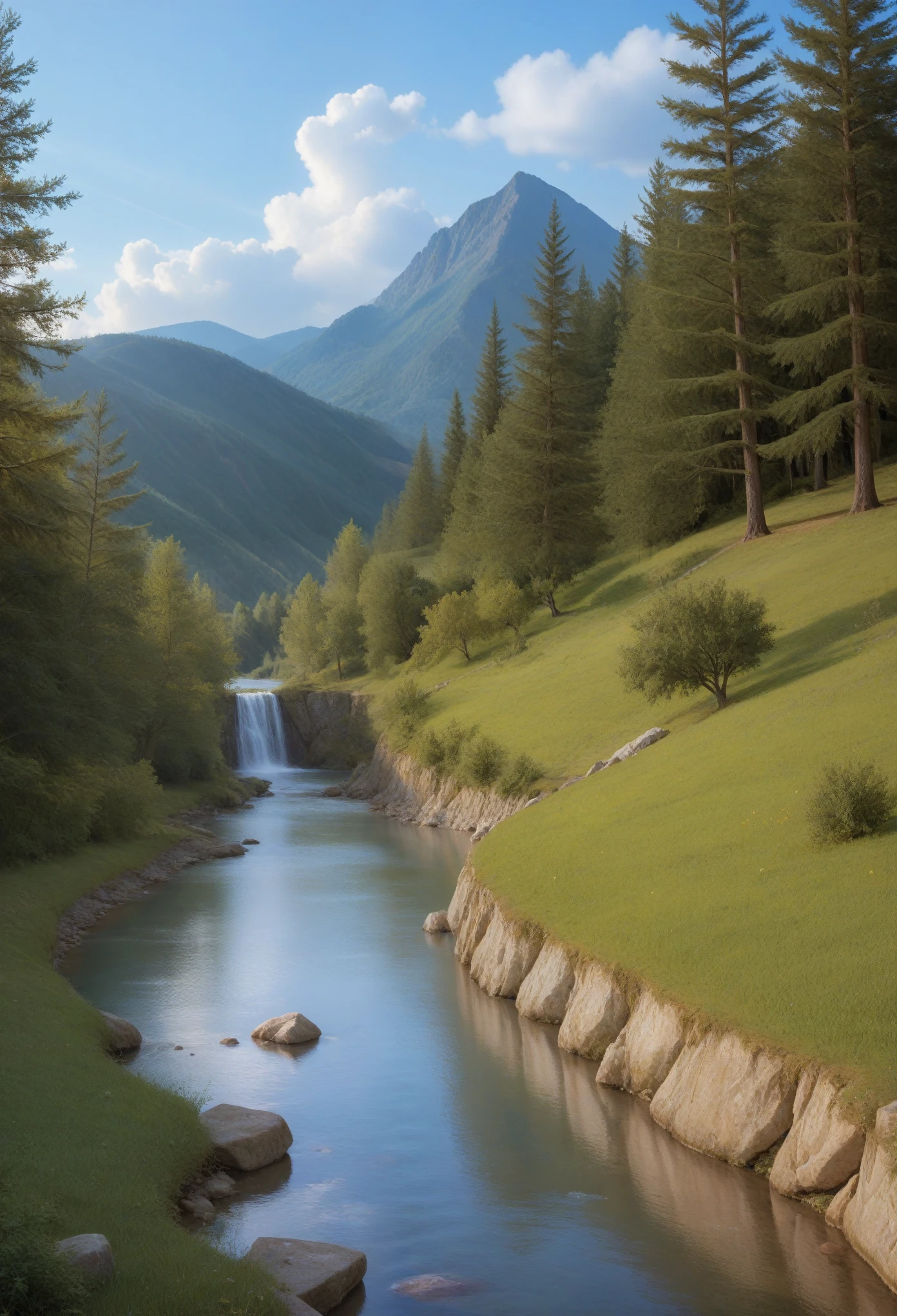 landscape, water, (Highly detailed CG Unity 8k wallpaper), The most beautiful works of art in the world, Professional majestic oil painting, Complex, Attention to detail, Sharp focus, dramatic, Photorealistic Painting Art