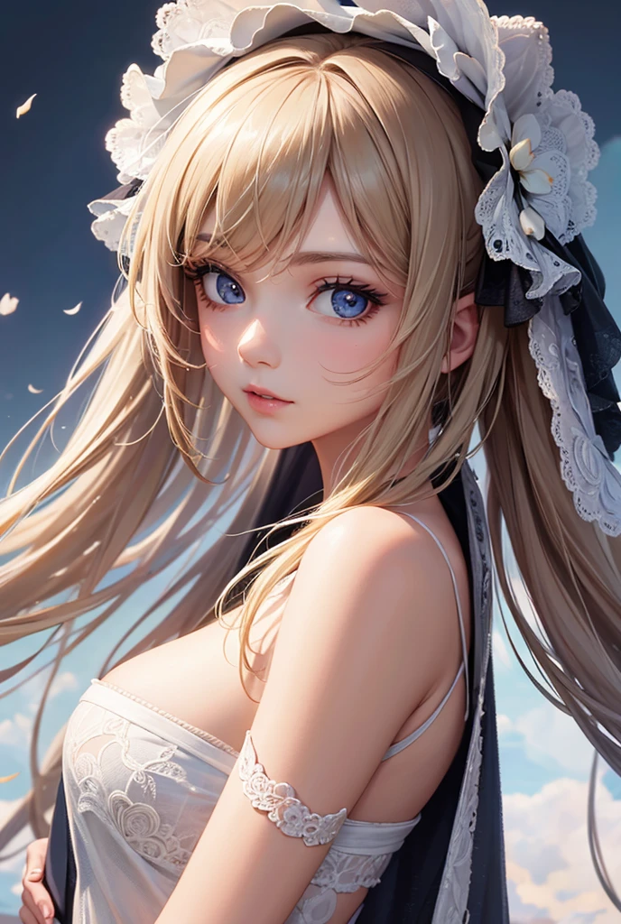 ((masterpiece)), ((best quality)), (ultra-detailed), ((kawaii)), cute, (lovely), ((extremely detailed)), 4K, (8K), best quality, (beautiful),(((world-class quality))), extremely detailed, high resolution, (detailed shaded pretty face), (((sagging breasts))), stlouis, (((glistening skin))),(((laragigantic breast))), breast_expansion