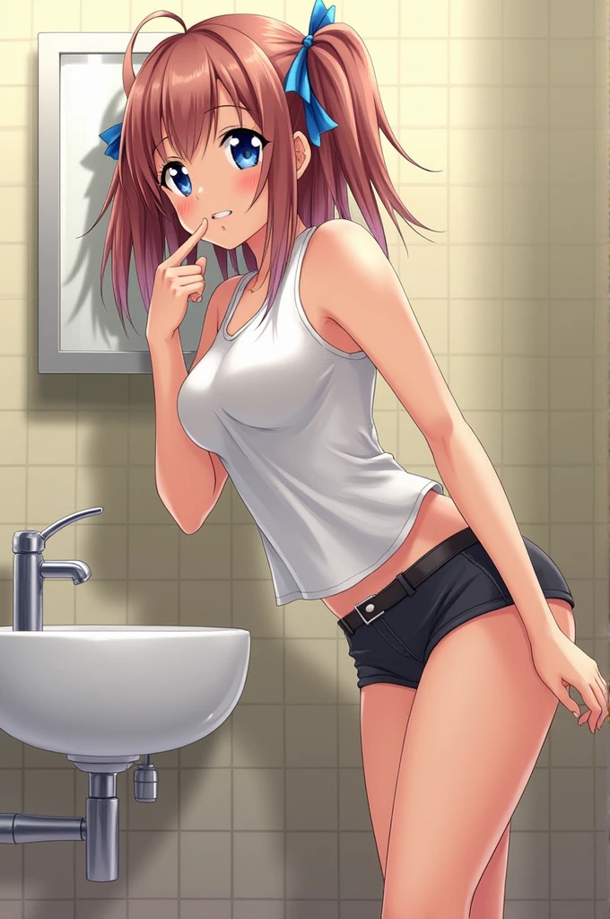score_9_up, score_8_up, score_7_up, 1girl, solo, mature female, Nobara Kugisaki, brown bob hair, brown eyes, pink lips, parted lips, fit slim body, perfect medium erected breast, (((grey hoodie, nude tits, black tight thong, long white socks))), (((modern open space kitchen, with panoramic windows))), looking at the viewer, perfect model body, (((kneeling and licking a man’s abs)))(((tongue licking man’s abs)))(((nude man’s body)))